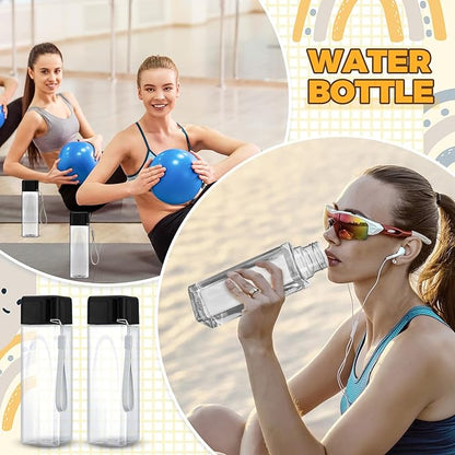 20 Pieces Water Bottle Bulk 17 oz Plastic Sports Water Bottles Reusable Leak Proof Portable Drink Bottles Large with Lid for Outdoor Fitness(Black)