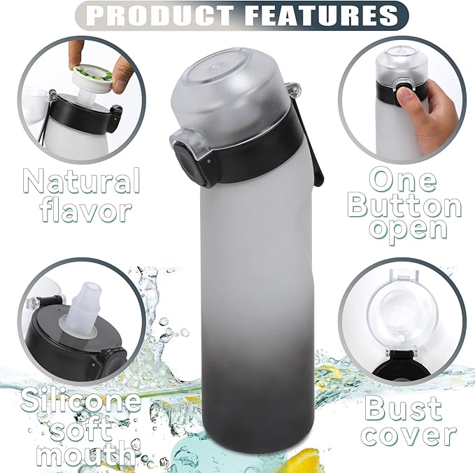 Air Water Bottle with 7Pcs Flavor Pods 26.3Oz Scent Water Bottle Fruit Fragrance Water Bottle,Scent Water Cup,Sports Water Cup Suitable for Outdoor Sports