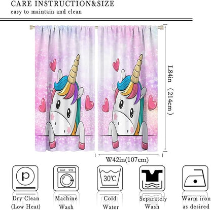 Kids Unicorn Curtains Kids Girls Boys Rainbow Unicorn Pattern Blackout Curtains Bedroom Curtains 84x84 Inches 2 Panels