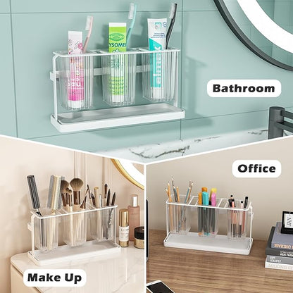 bukfen Utensil Holder Kitchen Utensil Holder for Countertop, 11.42"x3.74"x6.3"-Large Cooking Utensil Crocks for Kitchen Counter Modern Utensil Organizer for Spatula Cooking Utensil Organizer,White