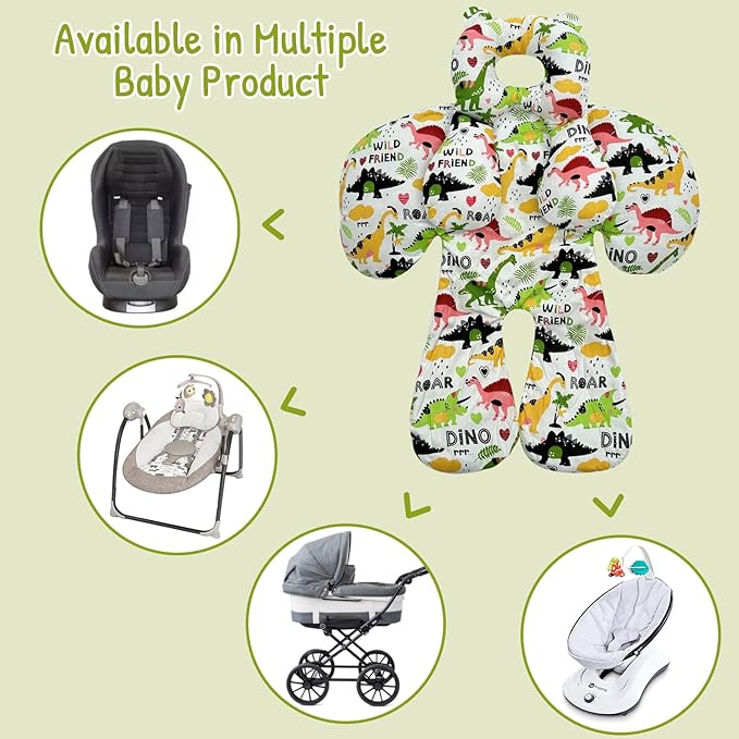 Baby Toddler Stroller Pillow for Newborn, Infant Car Seat Insert Carseat Sleeping Cushion, 2-in-1 Body Ultra-Soft Comfort Support