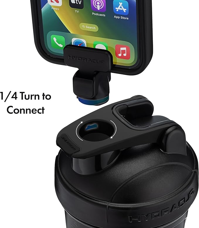 Hydra Cup JailBreak Pro - 28 oz Shaker Cup with Removable Phone Clip, Shaker Bottle for Protein Shakes with Carry Handle, Ball Blender, BPA Free (Black)