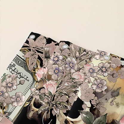 AILONEN Sugar Skull Shower Curtain for Bathroom,Romantic Rose Flower Bath Curtain for Girls Women,Money Skull Skeleton Print Waterproof Curtain with 12 Plastic Hooks, 36" W*72" H