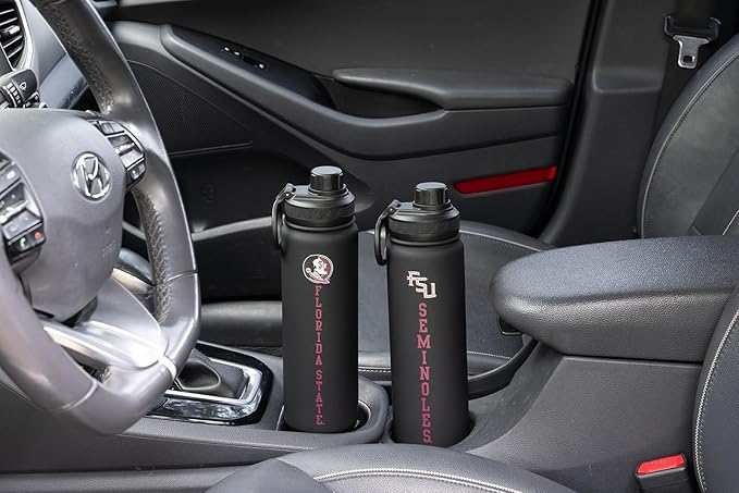 Florida State Water Bottle - Black Double Walled Stainless Steel 24 oz Keeps Drinks Cold or Hot