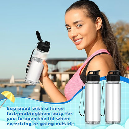 Mifoci 20 Pieces Water Bottle Bulk Plastic Water Bottles Bulk Gym Sports Adults Reusable Large Water Bottles with Leak Proof Flip Top for Party Outdoor(17 oz,Black)