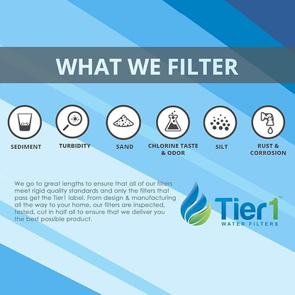 Tier1 10 Micron 20 Inch x 2.5 Inch | 2-Pack Spun Wound Polypropylene Whole House Sediment Water Filter Replacement Cartridge | Compatible with Pentek PD-10-20, Hydronix SDC-25-2010, Home Water Filter