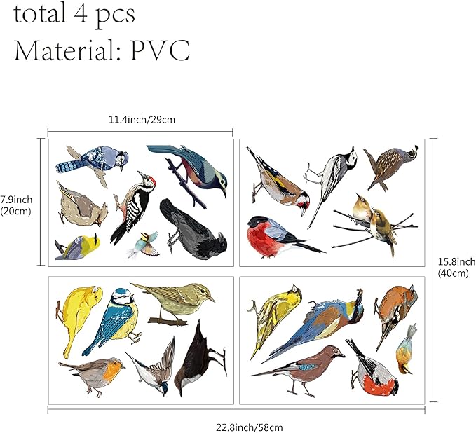 CREATCABIN Little Birds Vinyl Wall Decals Watercolor Birds Wall Stickers Self-Adhesive Peel and Stick Mural Decoration for Bedroom Living Room Kitchen Wardrobe Door Garden Playroom Nursery (Small)