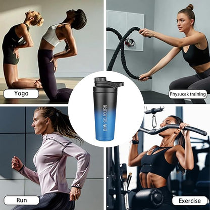 24 oz Shaker Bottle,Stainless Steel Shaker Bottle with Noise-Free Design,Insulated Metal Shakers Bottles Cup for Protein Mixes and Pre Workout,Gym Shaker Bottle(Green)