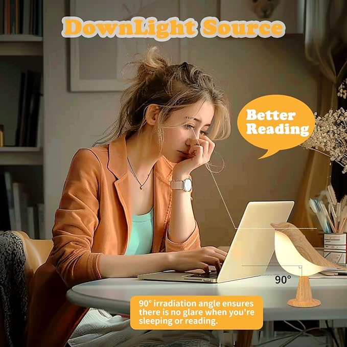 Modern Simple Magpie Led Desk Light Bedroom Study Bedside Lamp Living Room Decorate Touch Bird Floor Lamps Car Aromatherapy Lamp, Maple, brdLIT-shCO0126Luxe01