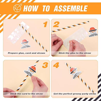 24 Pcs 32oz Basketball Party Favors Rum Buckets Plastic Basketball Cocktail Buckets for Drinks Plastic Ice Pail Bulk with Handle and Straw Reusable Punch Bowls for Drinkware Beer Beverage