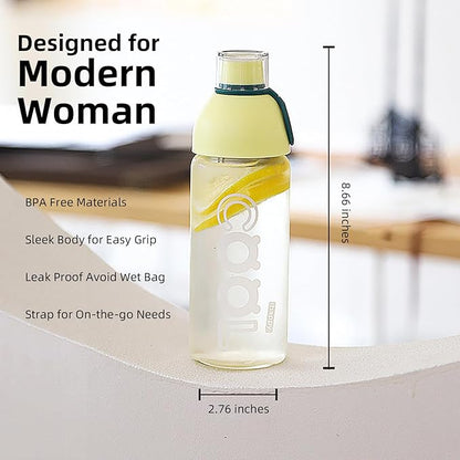 17oz Glass Water Bottle with Tea Strainer and Carrying Strap, Daily Hydration Bottle for School, Travel and Gym, for Women and Youth (Lavender)