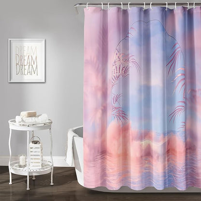 AILONEN Pink Wonderland Shower Curtain,Blue and Pink Sweet Bathroom Shower Curtain for Girls Kids Teens, 60" W*72" H Dream Sky Theme Shower Curtain Sets for Bathroom