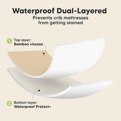 2-Pack Waterproof Crib Sheets for Boys, Girls - Viscose Derived from Bamboo Crib Sheets Neutral, Crib Mattress Protector Sheet, Soft Toddler Bed Sheets, Fitted Baby Crib Sheets Girl, Boy (Rust)