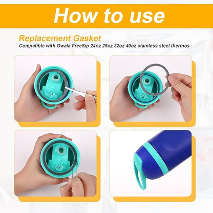 6pcs Replacement Straws & 2pcs Gasket Compatible with Owala FreeSip With Cleaning Brush, Reusable Plastic Straws Lid Sealing Rings Accessories for Owala FreeSip 24/32oz Insulated Water Bottle