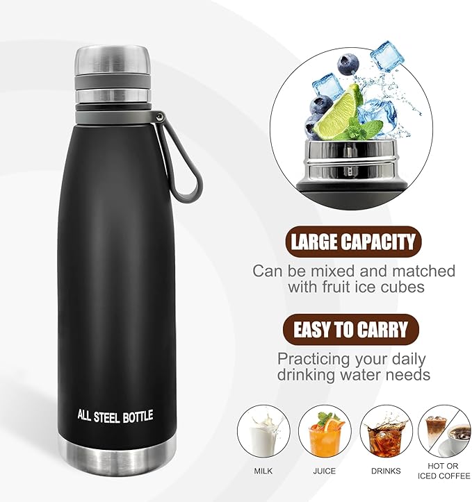 37oz Thermos for Hot and Cold Drinks, Coffee Thermos Water Bottle, Wide Mouth Thermal Cups- Leakproof Stainless Steel Insulated Thermos - Commute, Travel, and Picnic Friendly