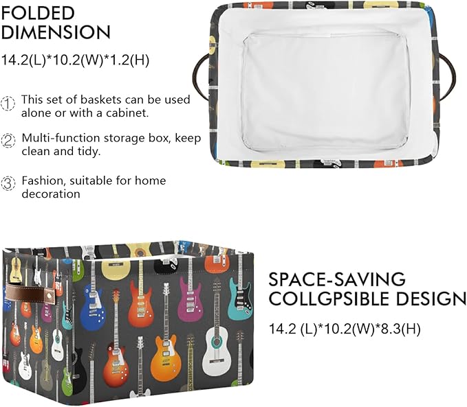 Modern Guitar Storage Basket Music Storage Box Bin Large Laundry Organizer Basket for Bathroom Nursery Kitchen Clothes Toys Newspaper 1PC