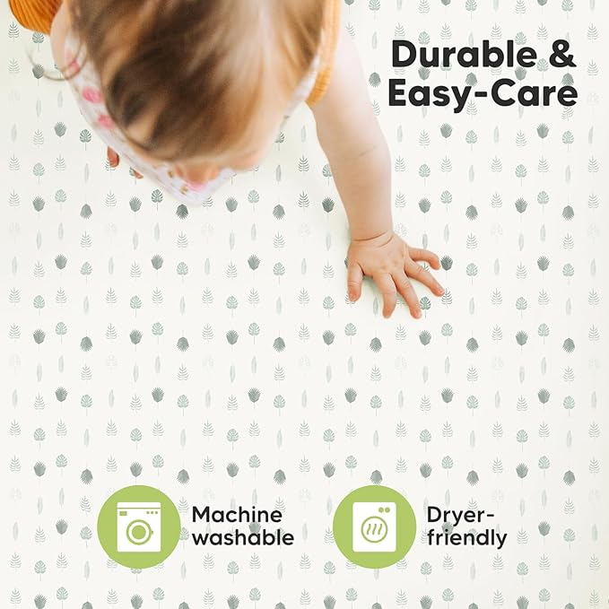 2-Pack Mini Crib Sheets Fitted, Pack and Play Sheets - Organic Cotton Pack N Play Sheets for Pack and Play Mattress, Playard Baby Crib Sheets, Jersey Crib Sheets Neutral for Boys,Girls (Tropic Oasis)