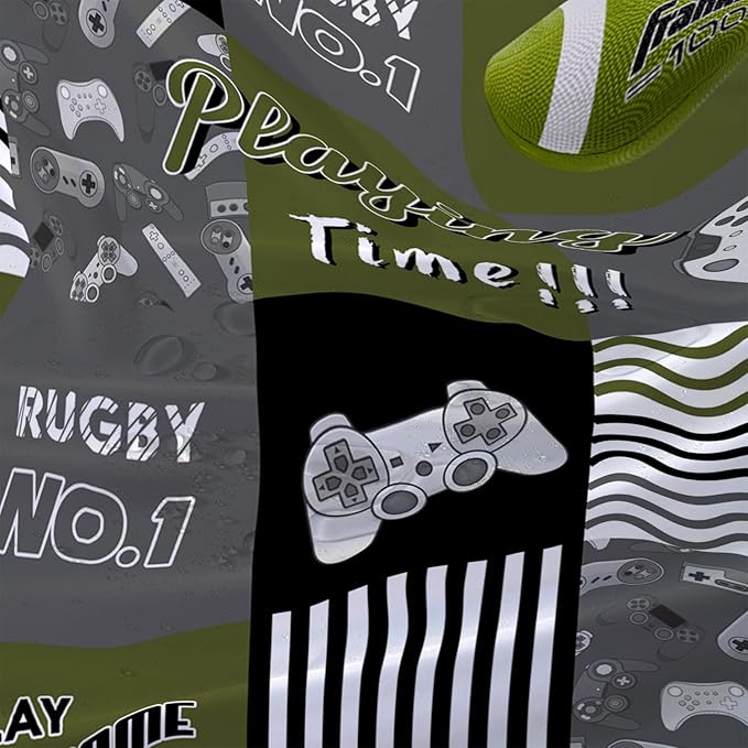 AILONEN Gamer Shower Curtain,Olive Green Ball Sports Waterproof Fabric Shower Curtain for Boys Kids Teens, 36" W*72" H Gaming Gamer Theme Shower Curtain Sets