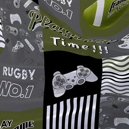 AILONEN Gamer Shower Curtain,Olive Green Ball Sports Waterproof Fabric Shower Curtain for Boys Kids Teens, 72" W*84" H Gaming Gamer Theme Shower Curtain Sets