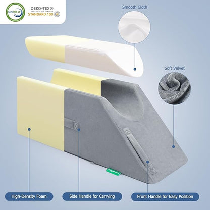 Adjustable Leg Elevation Pillows for Swelling After Surgery - Elevated Pillows for Legs - Leg Support Pillow - Portable Knee Wedge Pillow to Elevate Knee/Leg/Feet