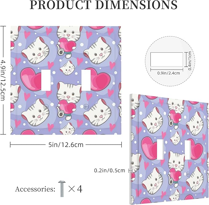 Cartoon Baby Panda Double Toggle Light Switch Covers 2 Gang Wall Plate Dual Decorative Switchplate Electrical Faceplate for Bathroom Country Kitchen Bedroom Decor, 4.9" x 5"