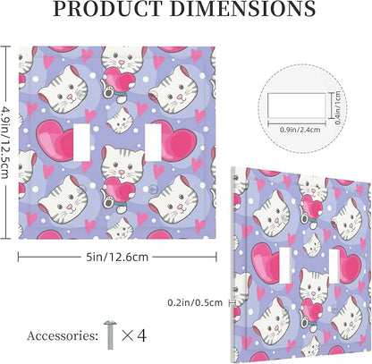 Cartoon Baby Panda Double Toggle Light Switch Covers 2 Gang Wall Plate Dual Decorative Switchplate Electrical Faceplate for Bathroom Country Kitchen Bedroom Decor, 4.9" x 5"