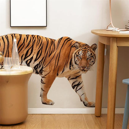 Lifelike Tiger Wall Decal 3D Animals Wall Sticker Safari Wall Decor for Nursery Kid'sroom School Classroom Livingroom Bedroom Bathroom Decoration (Lifelike Tiger 9)