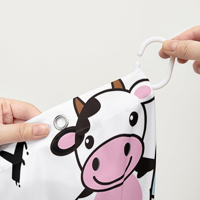 AILONEN Cute Cow Shower Curtain for Bathroom, Kids Children Cow Print Bathroom Curtain,Happy Cow Bath Curtain 48" W*72" H Polyester Waterproof Bathroom Curtain with 12 Hooks