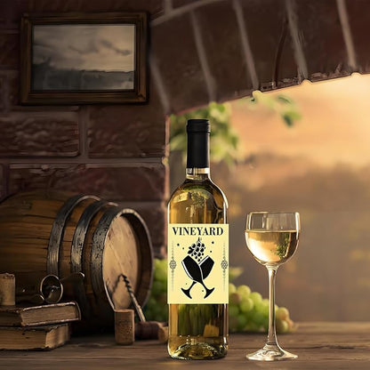 24pcs Wine Bottle Label VINEYARD Decorations Waterproof Wraps Sticker 3.75x3.4 In for wine Bottle Women Men Party Supply,
