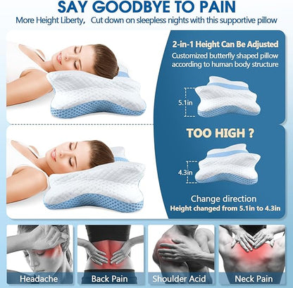 5X Pain Relief Cervical Pillow for Neck and Shoulder,Hollow Design Cervical Memory Foam Pillows, Orthopedic Ergonomic Neck Pillow,Contour Bed Pillow for Side,Back,Stomach Sleepes…