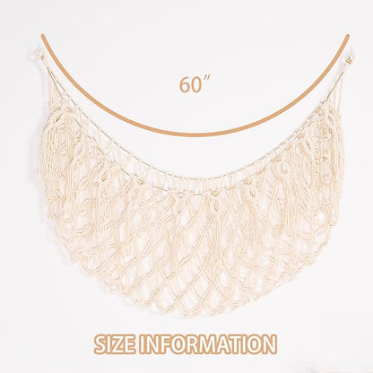 Stuffed Animal Net or Hammock Wall Hanging Net for Stuffed Animal Storage Macrame Toy Display Plush Toy Holder Soft Toy Organizer for Nursery Baby Bedroom Playroom-Cream