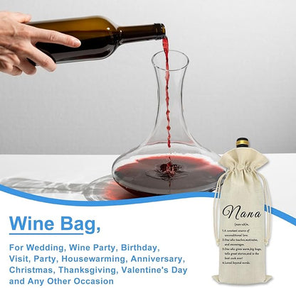 Grandma Gifts from Grandchildren Nana Wine Bag Grandma Birthday Gift Decorations Wine Bottle Bag Mothers Day Christmas Thanksgiving Gift for Nana Grandma Grandmother Gifts from Granddaughter Grandson