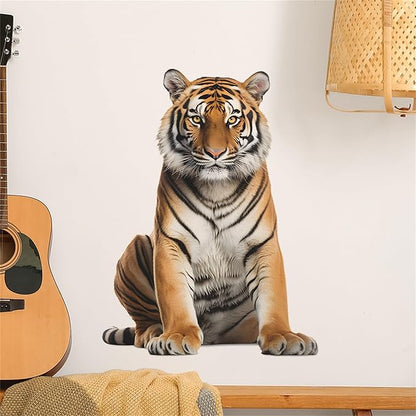 Lifelike Tiger Wall Decal 3D Animals Wall Sticker Safari Wall Decor for Nursery Kid'sroom School Classroom Livingroom Bedroom Bathroom Decoration (Lifelike Tiger 8)