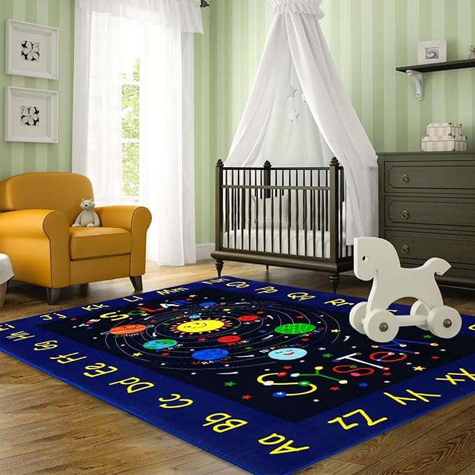 Kids Rug 5x7 Kids Room Rugs for Bedroom Carpet Kids Educational Rug Extra Large Soft Crawling Play Mat for Children Toddlers Classroom Playroom Alphabet Nursery Area Rug