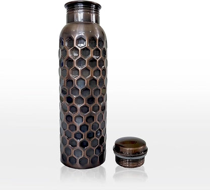 Ayurvedic Drinking Copper Water Bottle for Sports, Travel, Yoga & Everyday Use, Water Bottle for Gym, Office, Hiking, Outdoor Capacity 32 Oz (Design 4, 32 Oz)