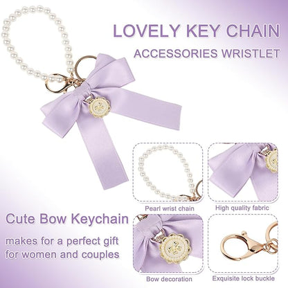 BELSITA Stanley Cup Accessories Set, Bow Pearl Chain Braided Design Water Bottle Handle Strap, Silicone Stanley Cup Boot, Stanley Charms for Stanley Cup 30/40oz Tumble (Purple)