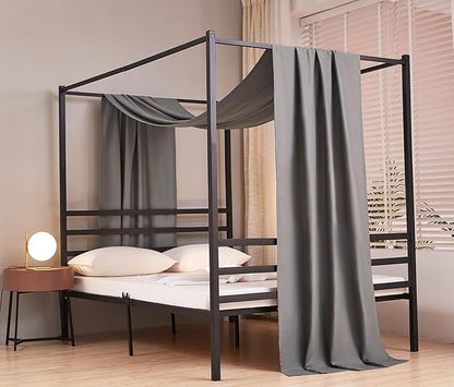 Akiky Linen Canopy Bed Curtains for Kid House Bed Montessori Canopy for Nursery Bed Canopy for Kids Child Toddler Adult Room Decoration(King,Dark Gray)