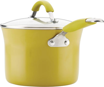 Rachael Ray Cucina Nonstick Cookware Pots and Pans Set, 12 Piece, Lemongrass Green