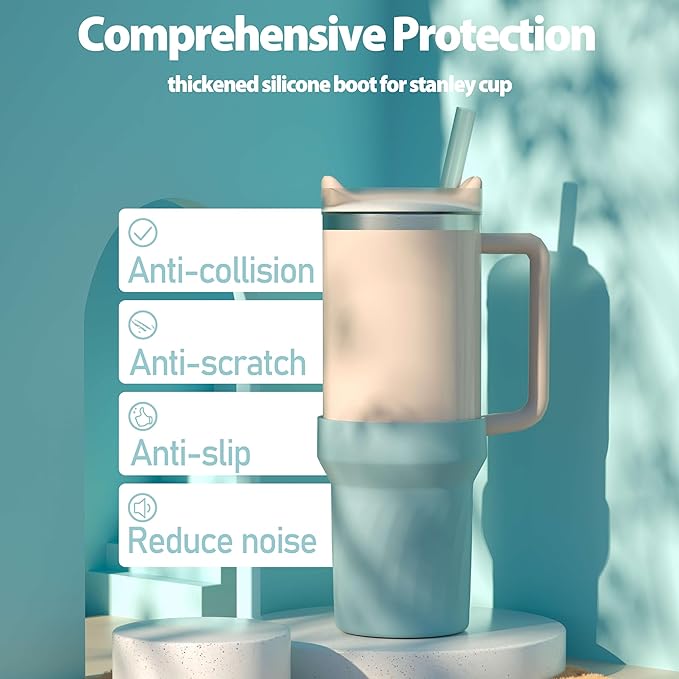 40oz Cup Accessories, Silicone Boot for 40oz Tumbler, Bottom Protector Cup Boot, Water Bottle Holder（Silicone Blue）