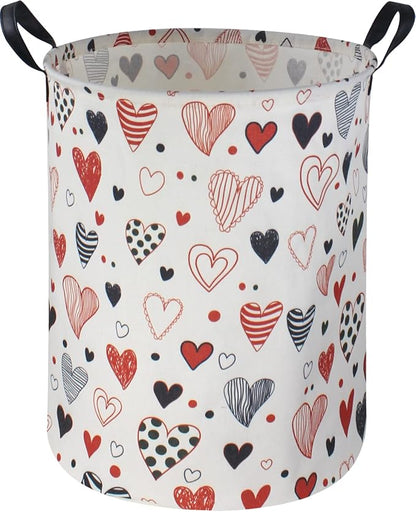 Large Kids Laundry Hamper,Heart Laundry Basket Collapsible Girls Storage Baskets for Baby Room Decor,Nursery Hamper,Toy Organizer,(Line love) …
