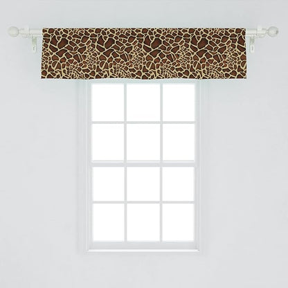 Ambesonne Zambia Window Valance, Giraffe Skin Pattern Wildlife Symbolic Zoo Hippie Style Picture, Curtain Valance for Kitchen Bedroom Decor with Rod Pocket, 54" X 12", Yellow Redwood