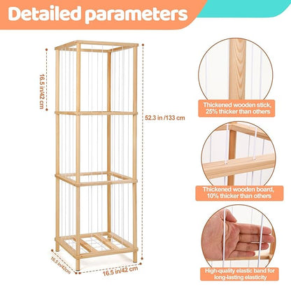 ACEPRUT Wood Stuffed Animal Storage Holder, Space Save Three Tier Vertical Large Stuffed Animal Zoo Organizer for Playroom Bedroom, Toy Storage Birthday Gifts for Kids