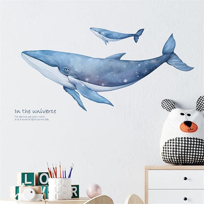 Removable Vinyl Whale Wall Decal Sea Life Wall Sticker Decor Nursery Kidsroom School Classroom Livingroom Bedroom Bathroom Coastal Ocean Fish Murals Decals