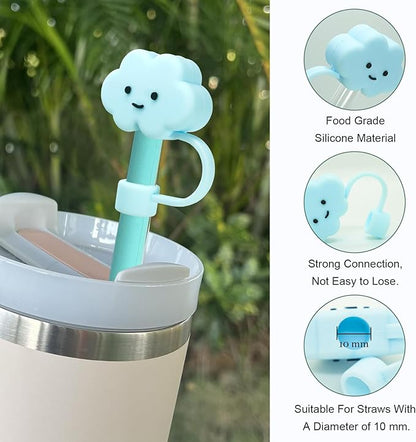 Accessories Set for Stanley 40oz including 6PCS Silicone Spill Proof Stopper 1PCS Straw Cover 1 PCS Siliconce Boot Sleevec 1 PCS Silicone Water Bottle Handle Strap 1PCS Straw & Cleaning Brush