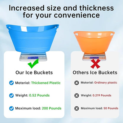 8Pcs Ice Bucket, Plastic Ice Buckets for Parties, Drink Buckets with Handles Beverage Buckets Oval Storage Plastic Tub for Wine Beer Champagne Bottles, 4.3Liter (Thickened version-2)