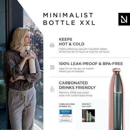 LARS NYSØM Stainless Steel Insulated XL Water Bottle 12oz 17oz 25oz 34oz 51oz | BPA-free Insulated Thermo Flask for Hot and Cold Beverages | Leakproof Large Drinking Bottle (Nude, 51oz)