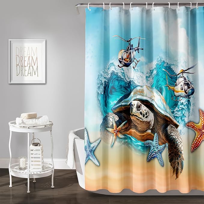 AILONEN Sea Turtle Shower Curtain for Bathroom, Ocean Beach Theme Bathroom Curtain,Tie Dye Animal Bath Curtain 72" W*72" H Polyester Waterproof Bathroom Curtain with 12 Hooks