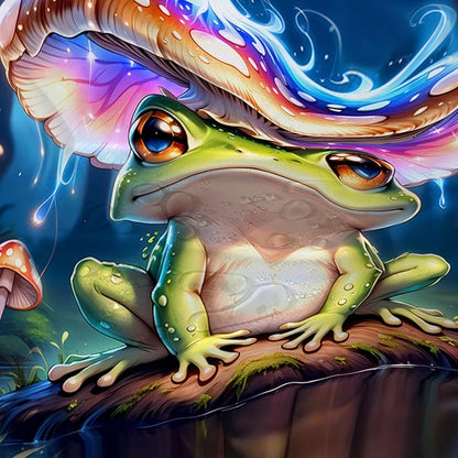 AILONEN Cartoon Frog Shower Curtain,Magic Mushroom Waterproof Fabric Bath Curtain for Kids Girls,Boho Style Tropical Amphibian Shower Curtain Set for Bathroom, 72" W*96" H