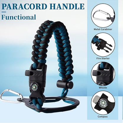 Large Insulated Water Bottles 1 Gallon - Water Jug with Strap Carrier Bag, Straw & Spout Lid, Paracord Handle, Bottle Boot, Big Metal Water Flask Stainless Steel Canteen, 128oz Insulated Water Bottle