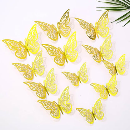 72Pcs 3D Butterfly Wall Decor 3 Sizes 3 Styles, Butterfly Decorations Party Birthday Cake Decoration, Removable Butterfly Wall Stickers for Kids Nursery Wedding Bedroom Room Decor(Gold)
